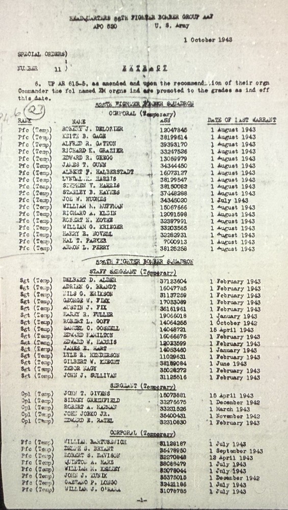 WW2 Dog Tag 526th Fighter Bomber Squadron, 86th Fighter Bomb Group /Lost Arm (9)