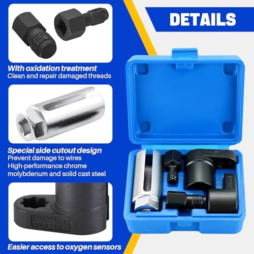 5pcs O2 Oxygen Sensor & Oil Pressure Sending Unit Master Sensor Socket Set Blue