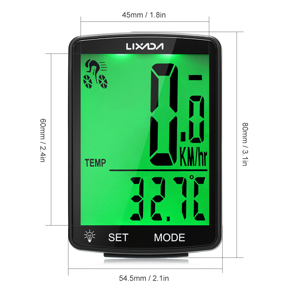 LIXADA Wireless Bike Computer Multi Functional LCD Screen MTB Bicycle Computer