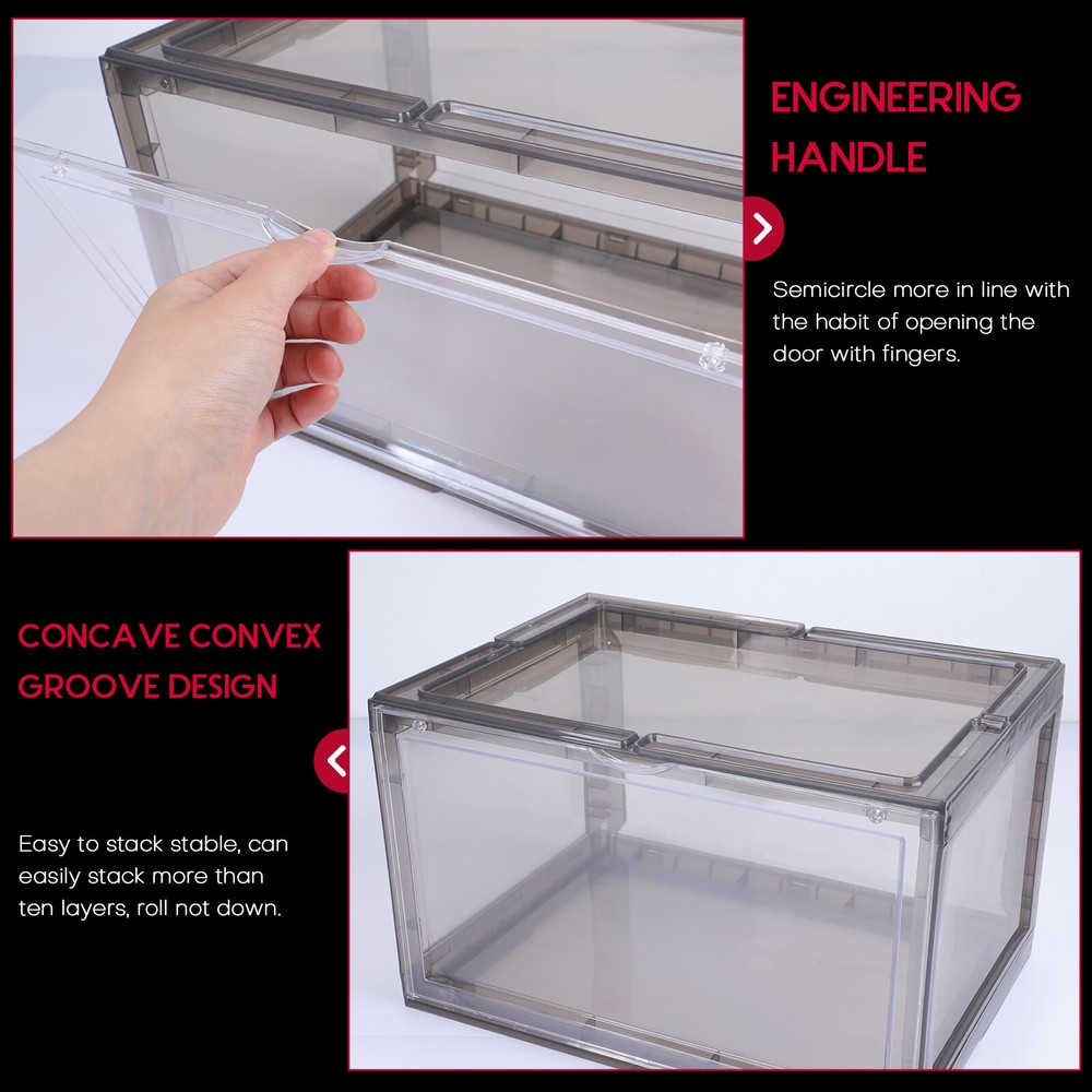 4X Magnetic Drop Side Shoe Box Stackable Shoes Sneaker Storage Container For AJ