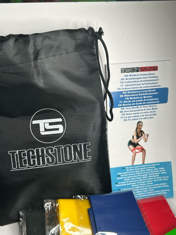Techstone Stretching Exercise Resistance Loop Bands Multicolor New