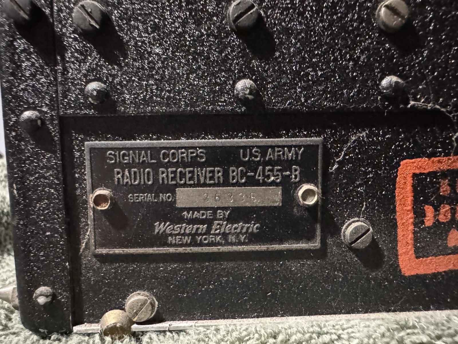 RCA BC-455 BRadio Receiver – U.S. Signal Corps – WWII – ( No tested )