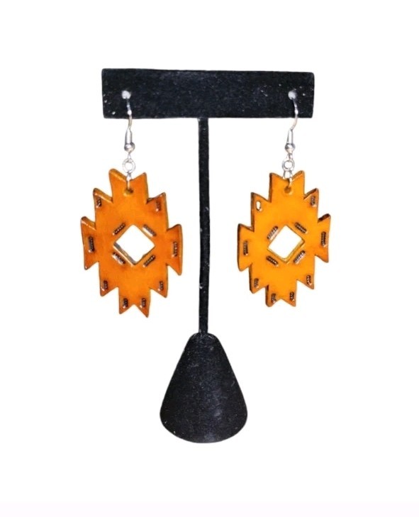 Handcrafted Tooled Leather Western Earrings