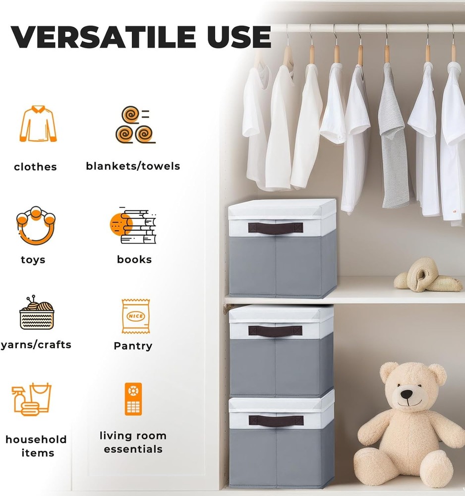 Large-Capacity Wardrobe Storage Basket Set with Lids, 4-Piece Stackable