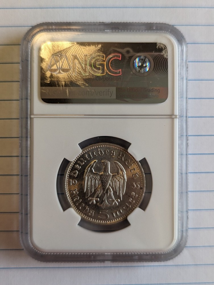 1935-A Germany 5M. NGC Ms63