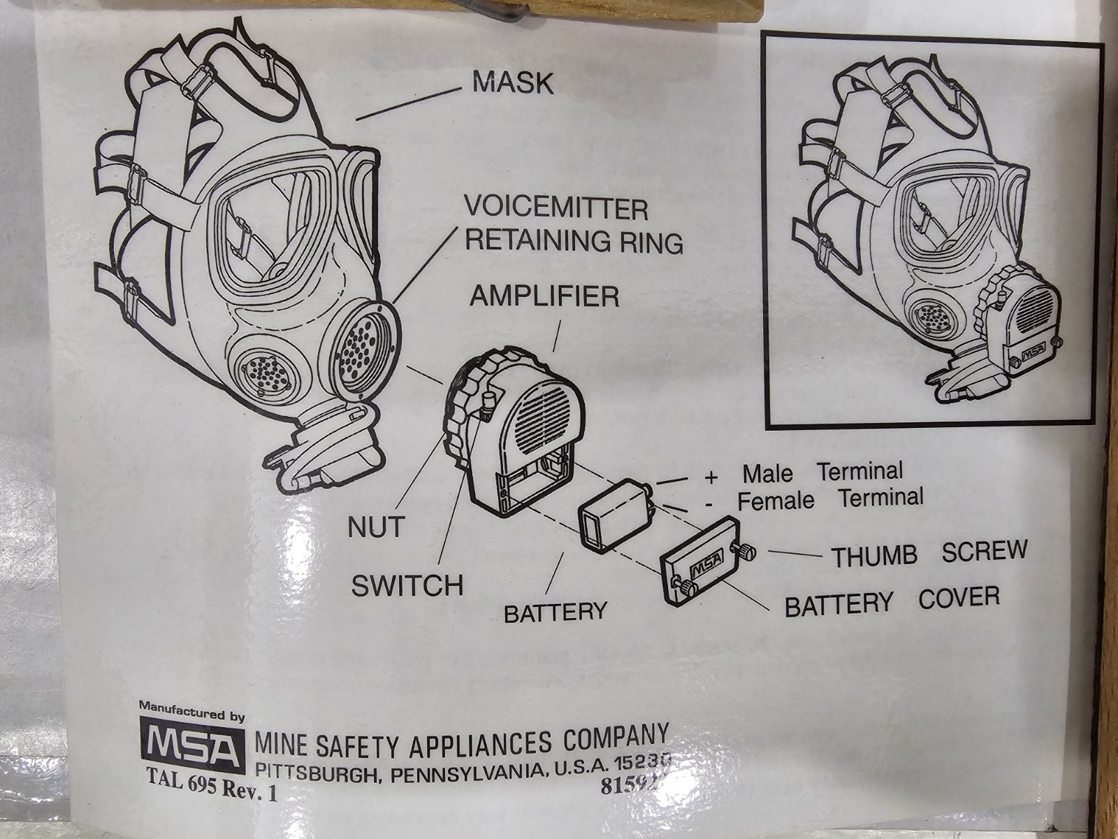 NEW MSA Audio Frequency Amplifier For Gas Masks VPU Voice Projection SEALED