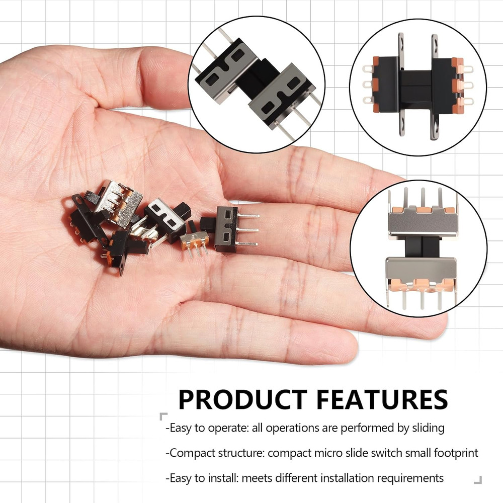 Slide Switch Set Mini Micro Slide Switches SPDT 1P2T Small Toggle Switch Vertica