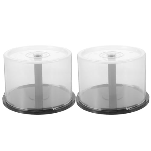 CD/DVD Cake Box Spindle, 2Pack Empty DVD Storage Bucket Clear CD Holder CD