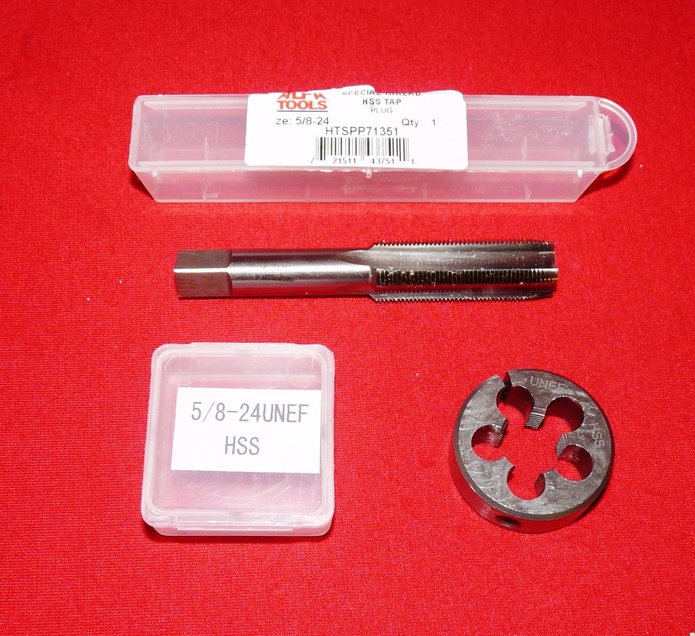 5/8-24 HSS Plug Tap & Die 1.5" OD Round Adjustable Split Gunsmithing COMBO
