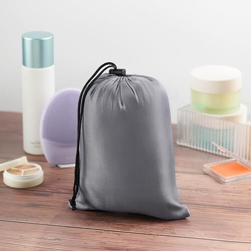 Drawstring Bag with Toggle - Nylon Cinch and Ditty Pouch () 6 x 8 Inch Gray
