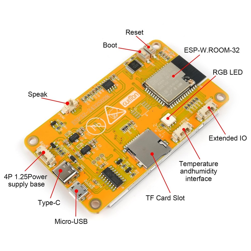 2PCS ESP32-2432S028R 2.8" TFT LCD Display Module, WiFi+BT Dual-Core ESP32 Dev...