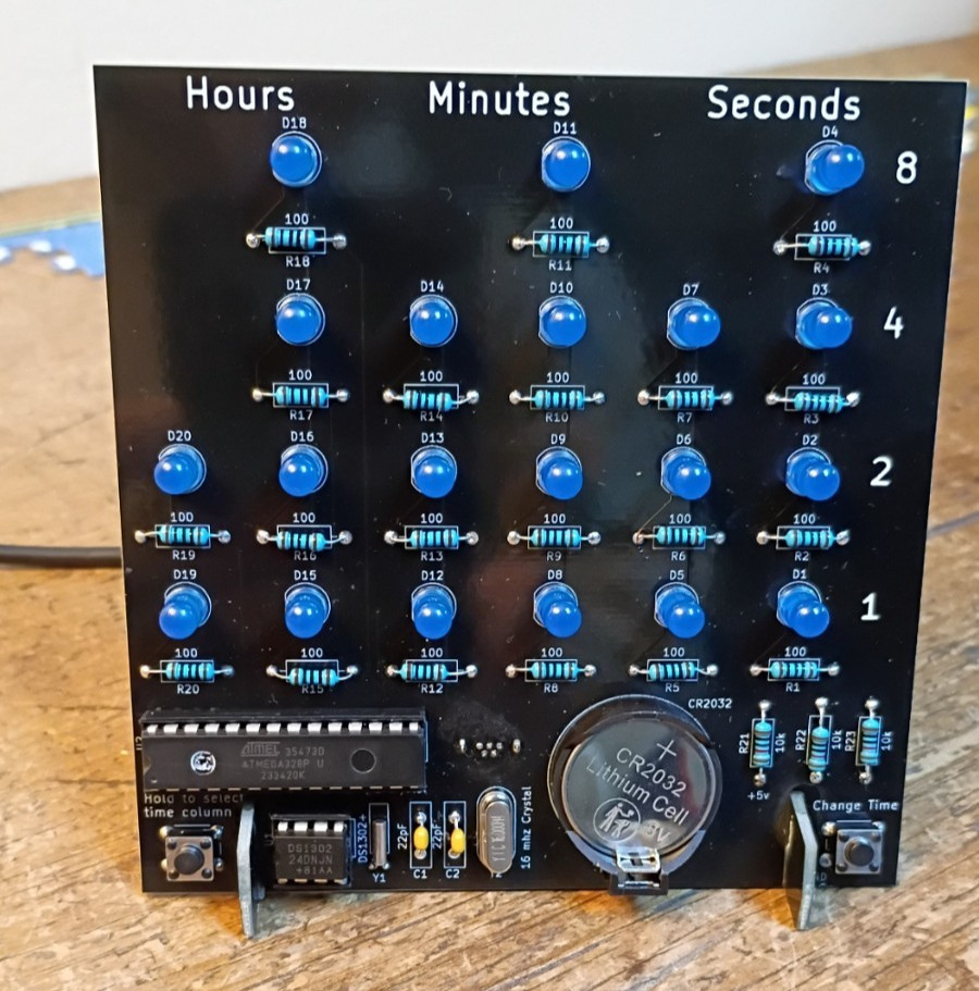 Binary Clock Kit DIY Solder Power Of 2 Clock Project Black