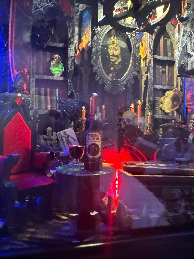 Fully Assembled Vampire Framed Shadow Box Lights Spooky Dracula Gift Diorama