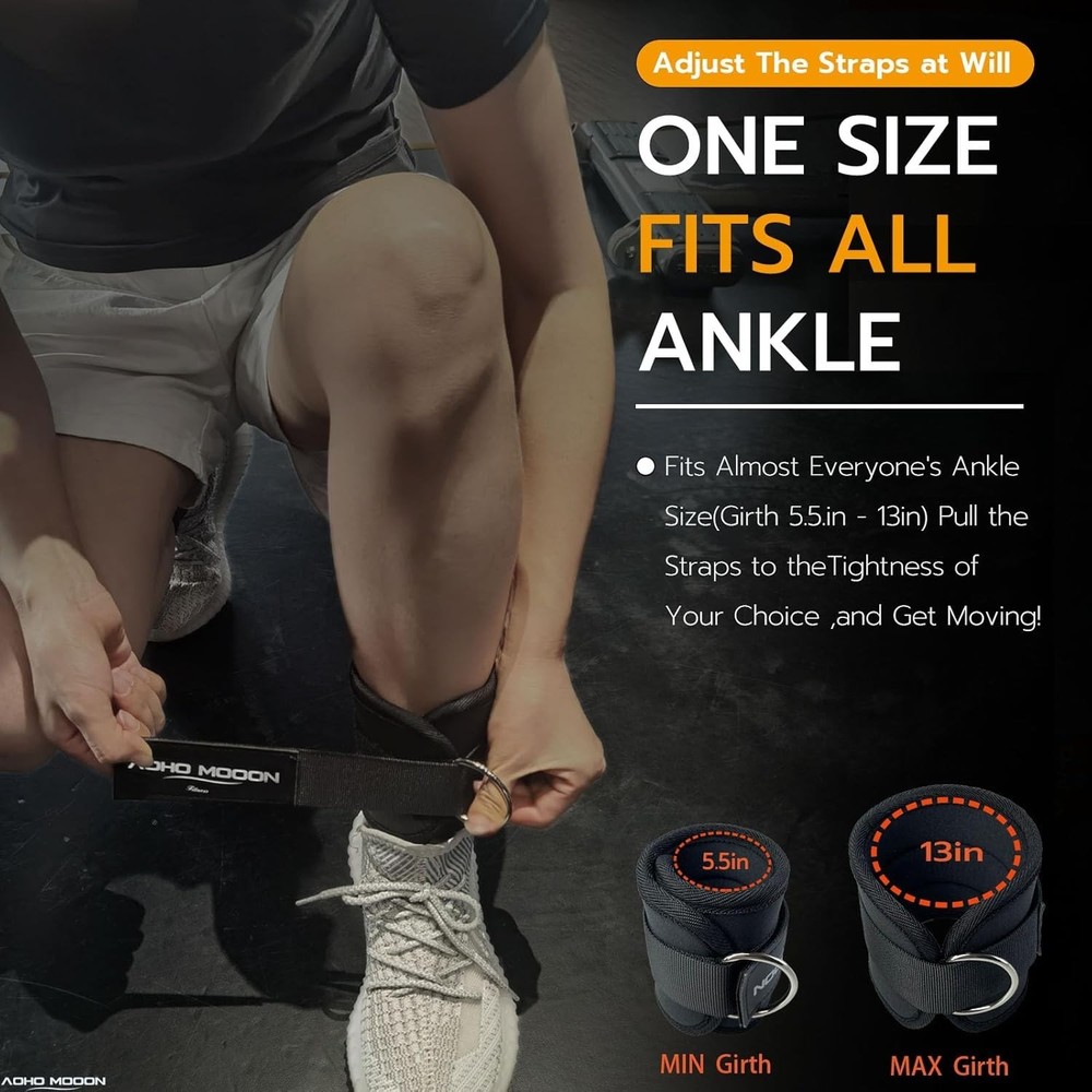 Nylon Ankle Straps with Neoprene Padding for Cable Machine Exercises