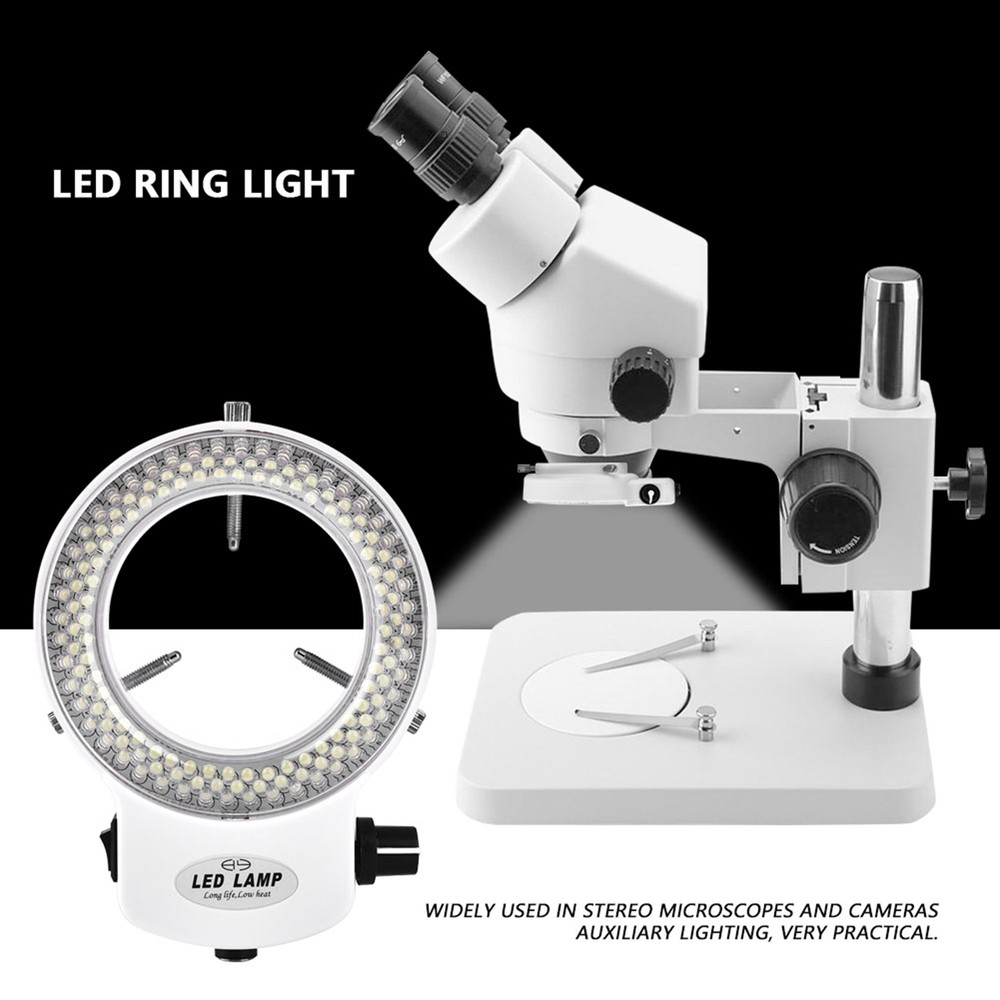 Microscope Camera 144LED Beads Light-Source Brightness Adjustable Ring Lamp EU