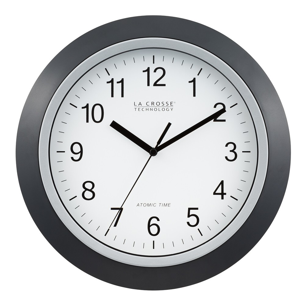WT-3129B La Crosse Technology 12" Atomic Analog Wall Clock - Black Open Box