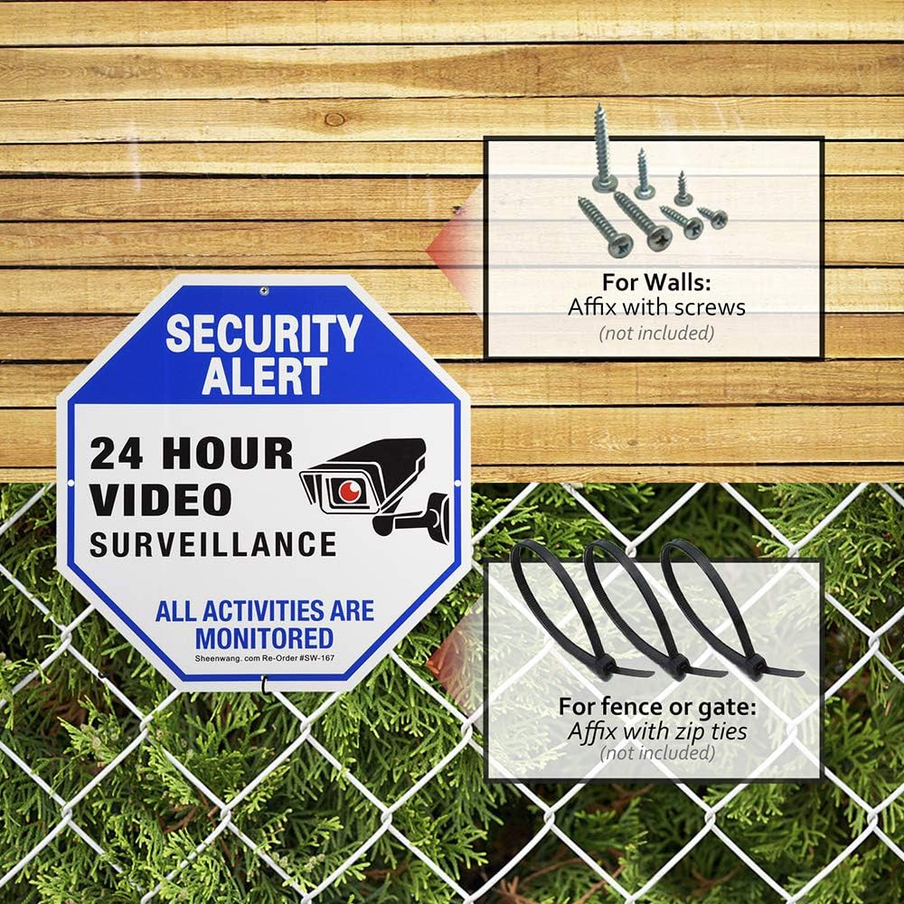2-Pack Security Camera Sign, Video Surveillance Signs Outdoor, UV Printed 40 Mil