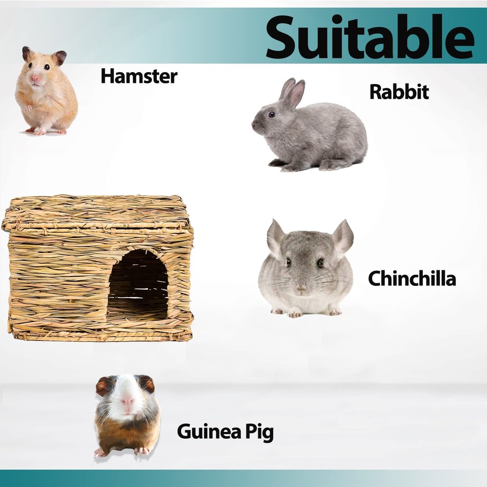 HERCOCCI Extra Large Grass House for Rabbit, Foldable Comfortable - Small An...
