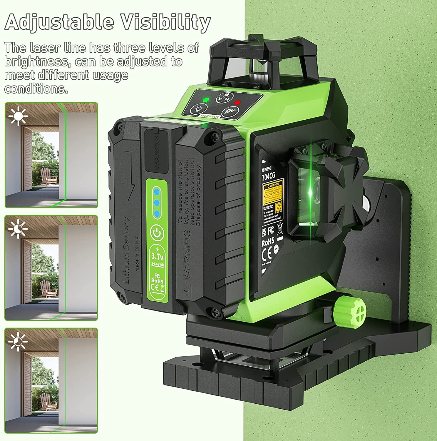704CG 4D 16 Line Laser Level Self-Leveling 360 Cross Line Green Beam Laser Level