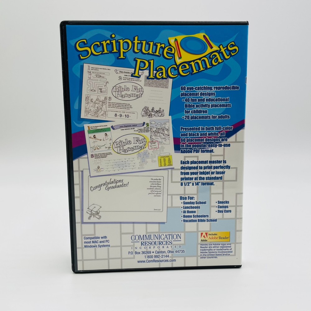 Scripture Placemats by Communication Resources MAC/PC Compatible Sunday School