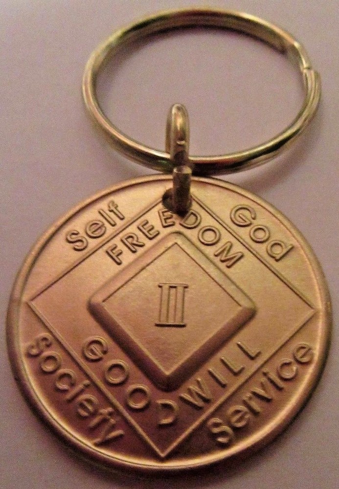 Narcotics Anonymous NA key tag 2 two year keyring medallion Clean