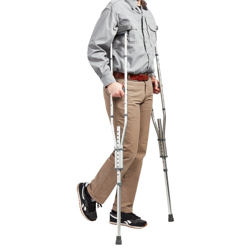 Adjustable Crutches Lightweight Mobility Aid Comfortable Underarm Pads Foldable