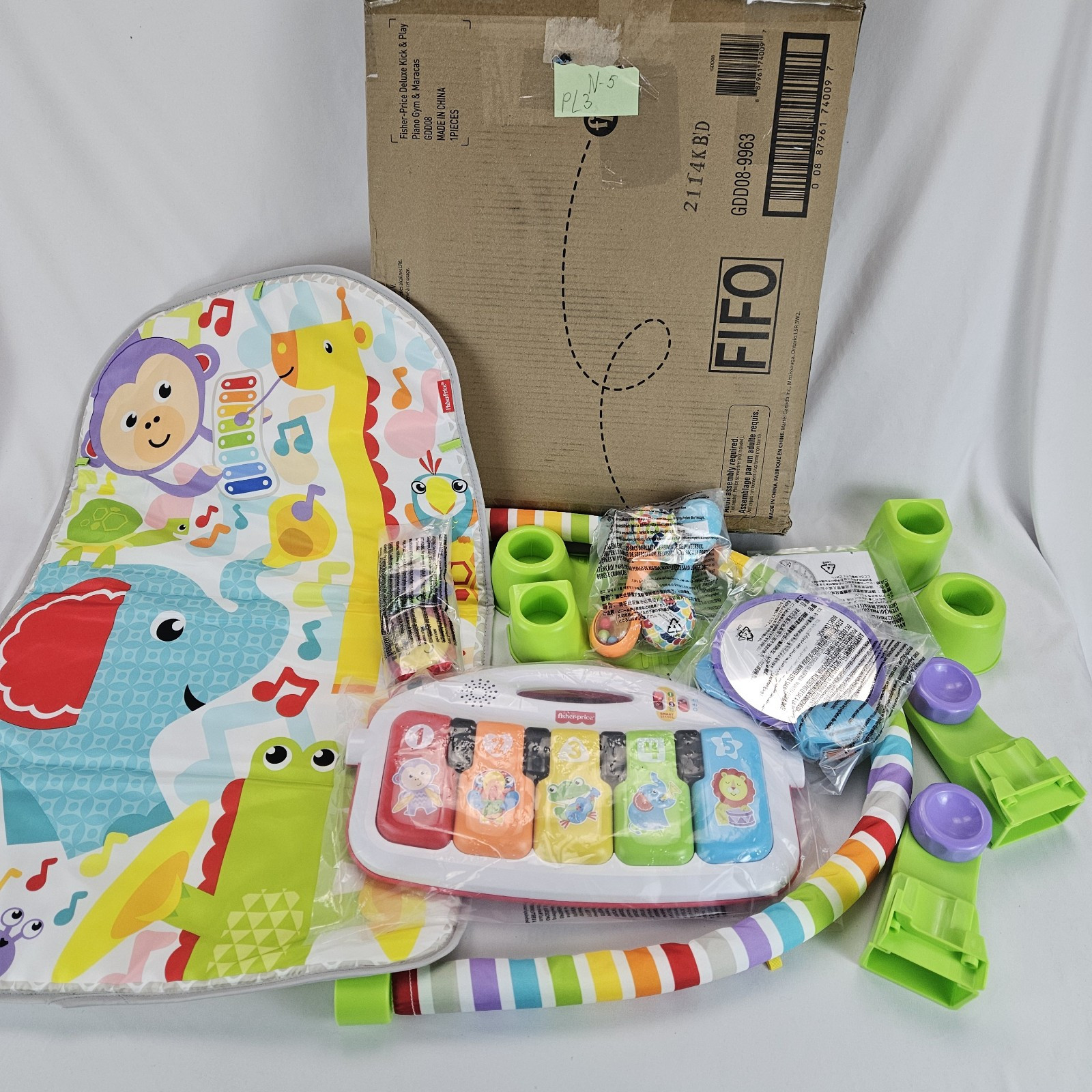 Baby Playmat deluxe kick & play piano gym learning toy & 2 maracas soft rattles