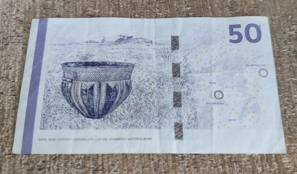 🔴DENMARK 50 Kroner 2009 VF+ Bridge🔴