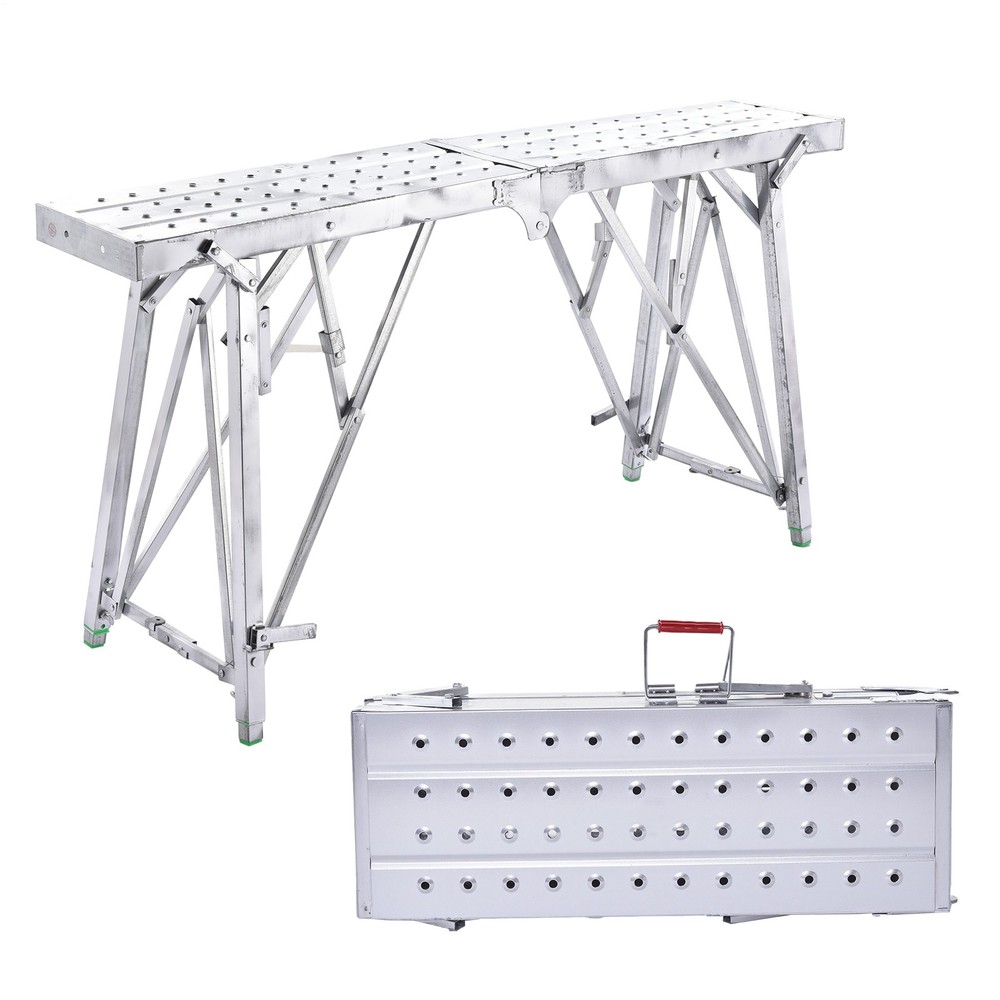 140 X 25cm Folding Scaffolding Platform Work Bench Scaffold Adjustable Height-