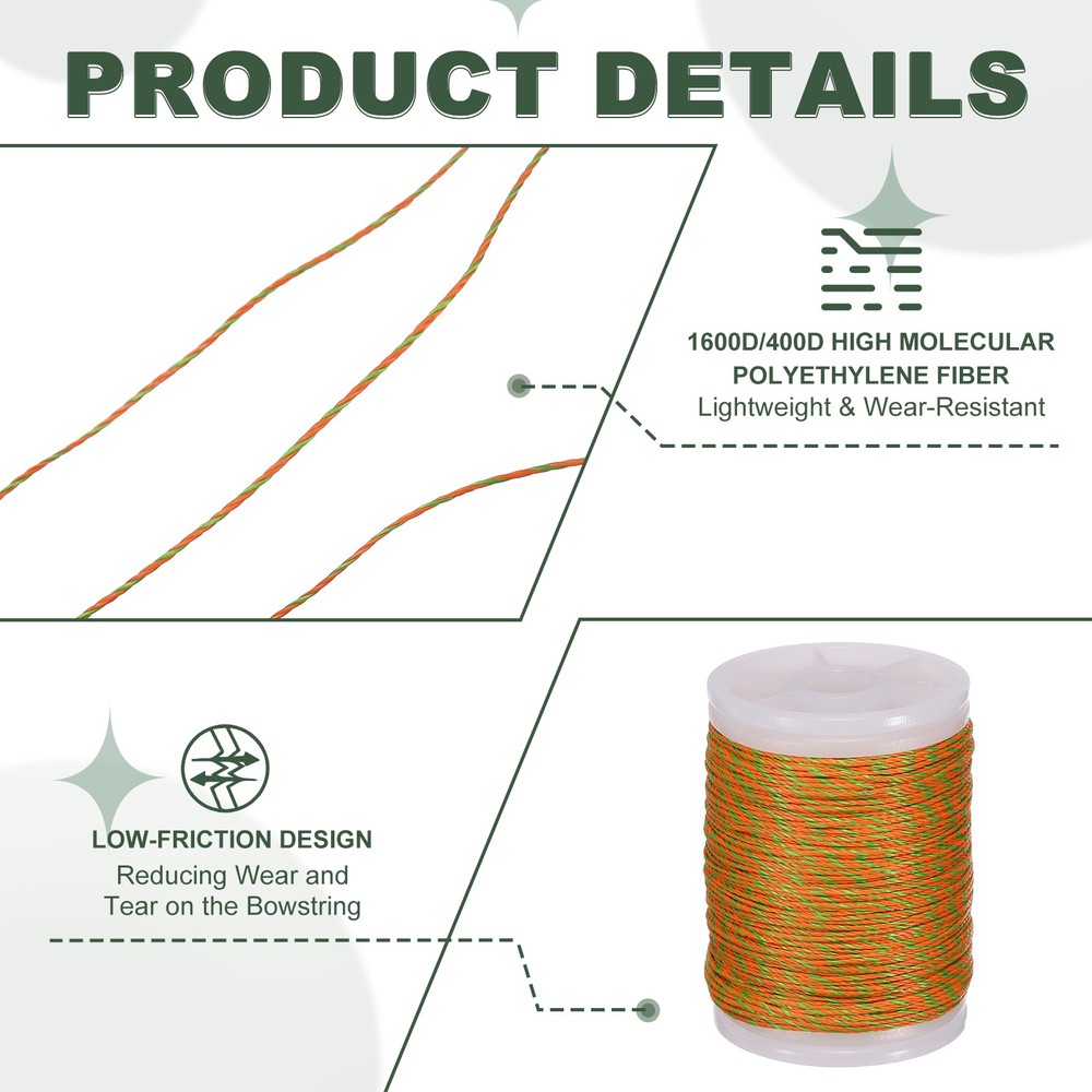 Archery Bow String Serving Thread Bowstring Thread 400D & Orange/Green