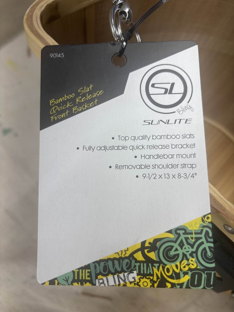 Sunlite Front Basket bamboo QR with Bracket