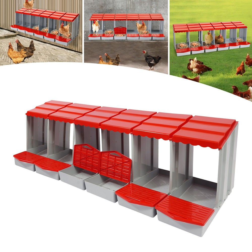 6-Compartment Chicken Nesting Box Chicken Laying Box Egg Collection 2 Mount Type