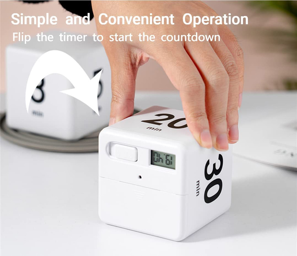 Cube Timer, Productivity Cube Flip Timer for Kitchen Studying Workout Classroom