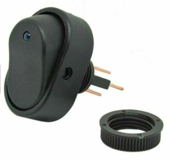 10pc Rocker Button Switch Green Light For Car Automatic ON/OFF With Black Body