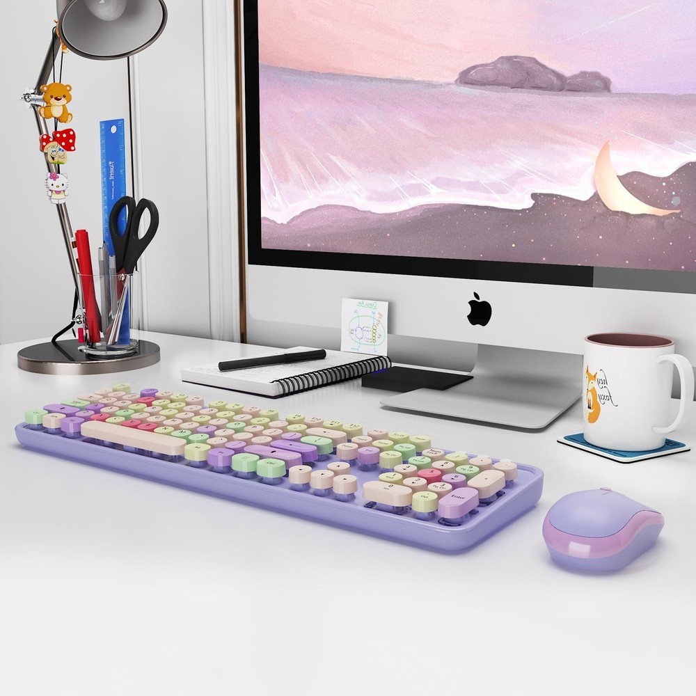 Wireless Typewriter Keyboard and Mouse - Wireless Keyboard with Silent Mouse,...