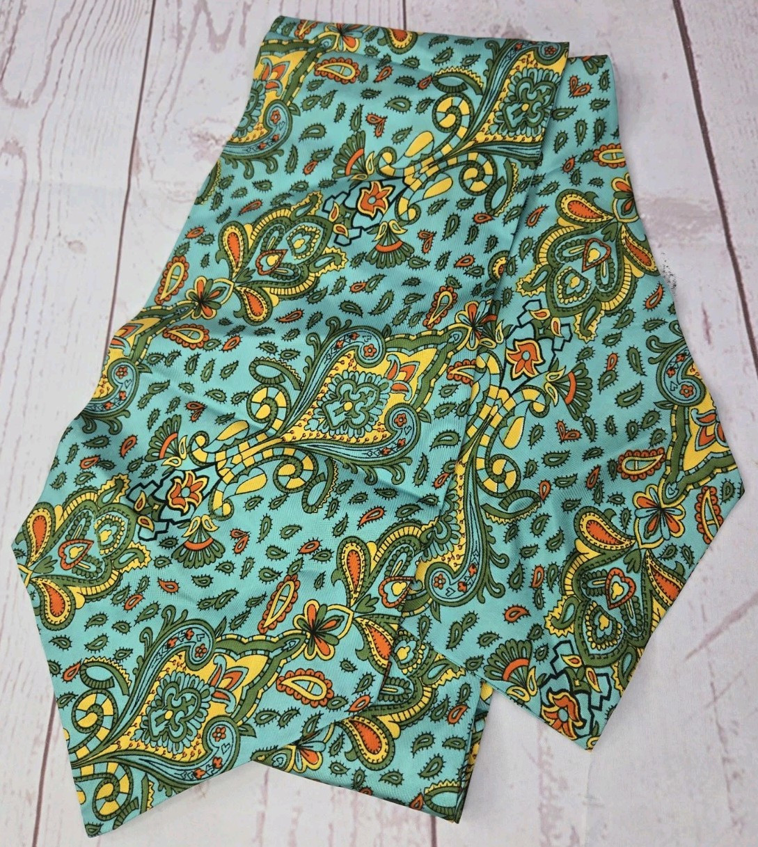 Vintage Tourqouise Green Paisley Scarf 55"
