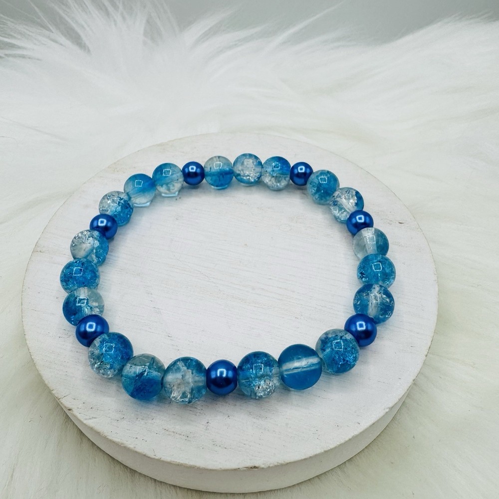 Gradient Glass Beaded Bracelet Style A Blue