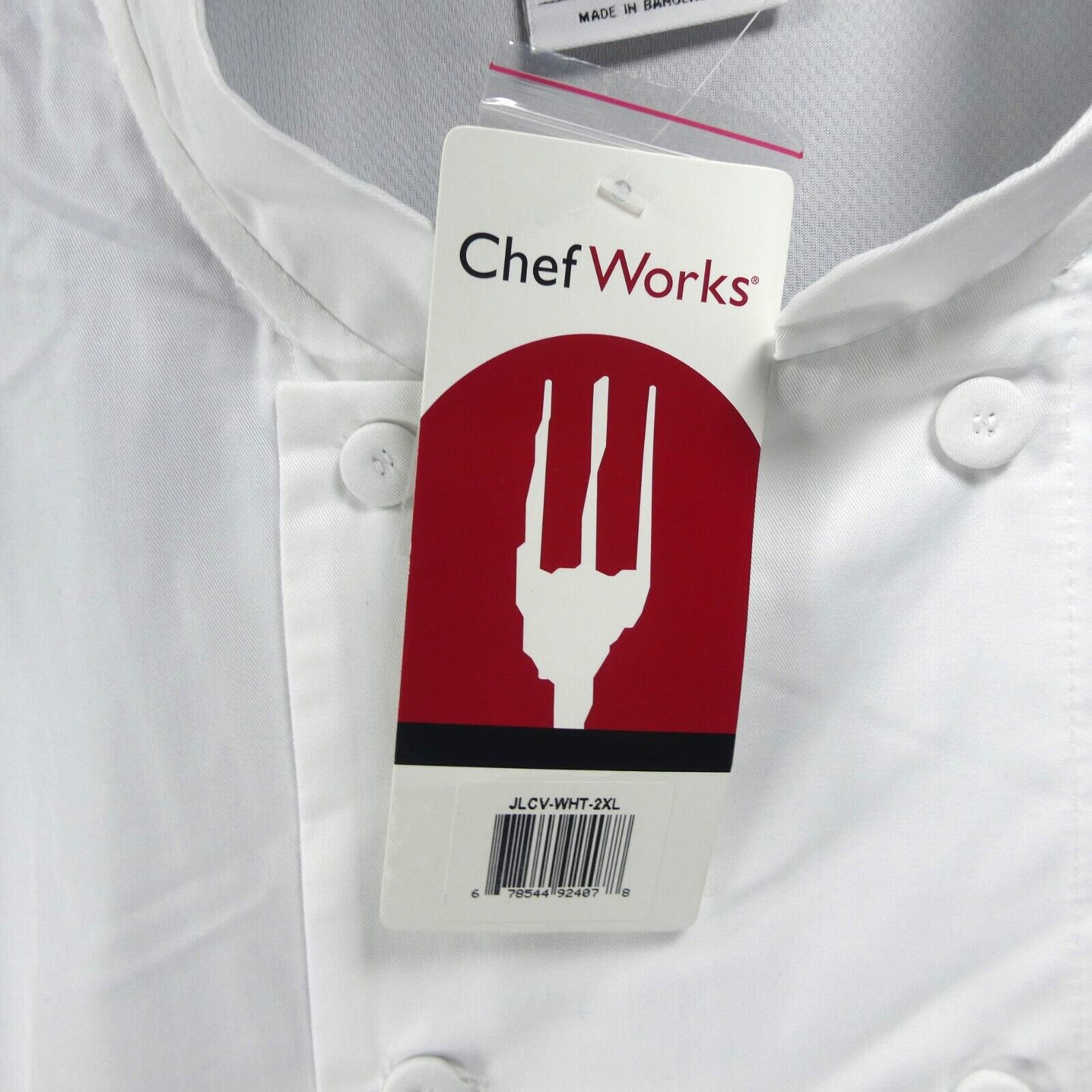 New Chef Works Men's White 2XL Calgary Cool Vent Coat Chefs Jacket NWT