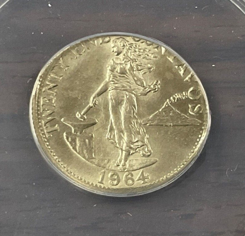1964 Philippines 25C Eliptical Clip Error ANACS MS63