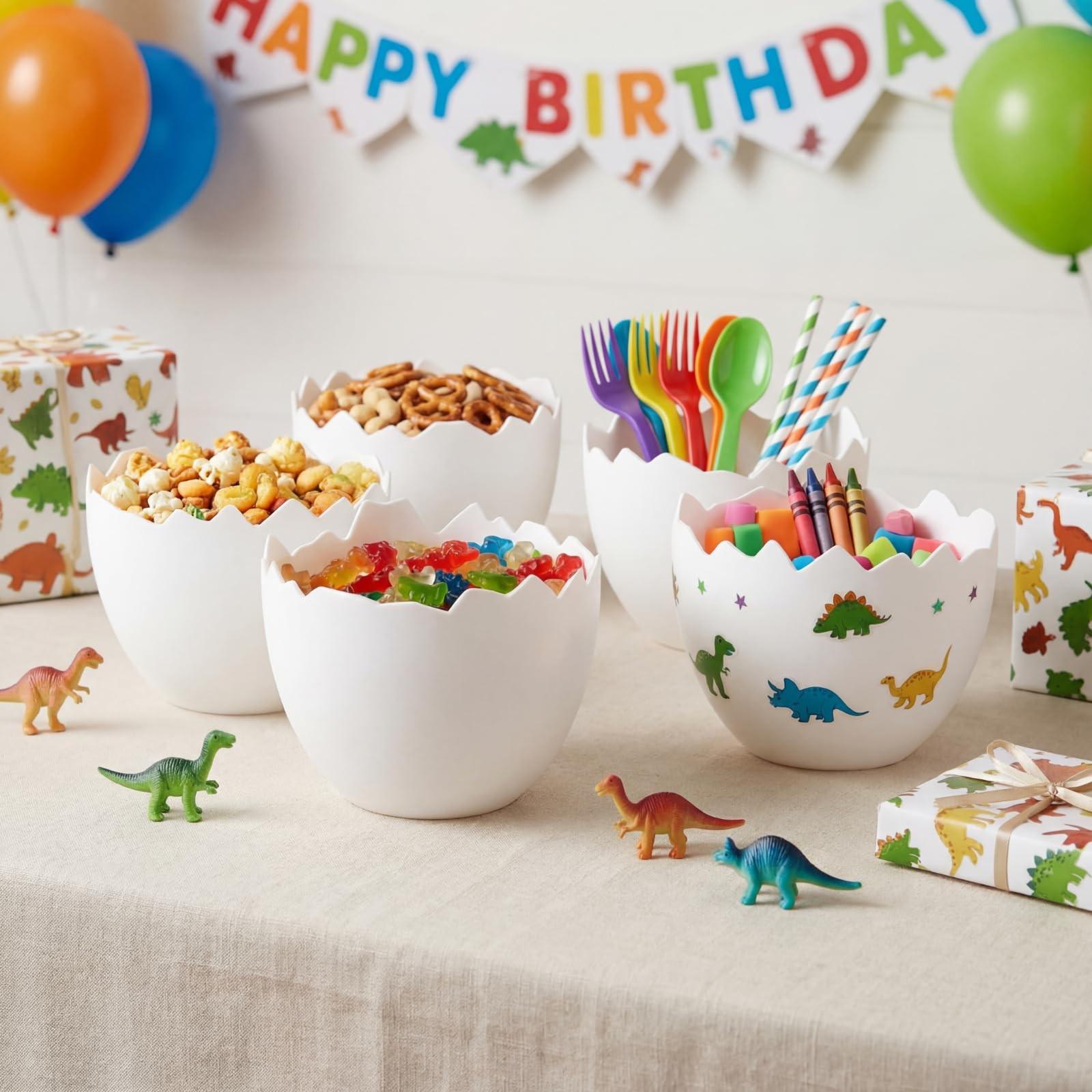 Dinosaur Themed Party Decorations Easter Table Centerpiece 4 Plastic Egg Shap...