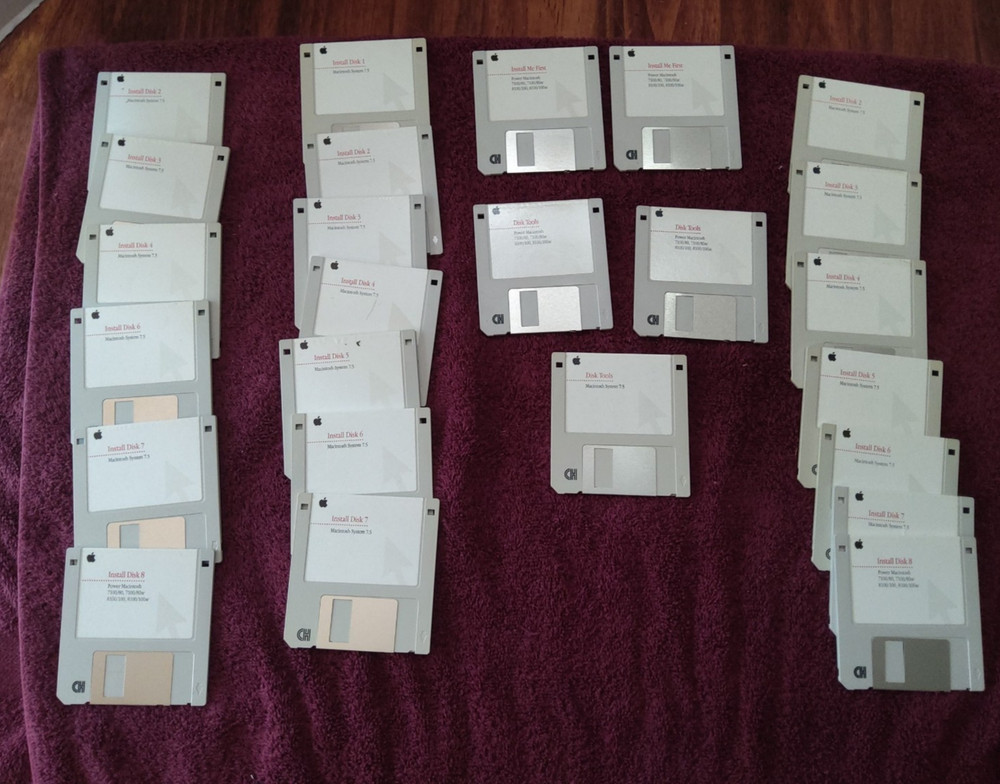Apple Macintosh System 7.5 Install Diskette Lot, Untested