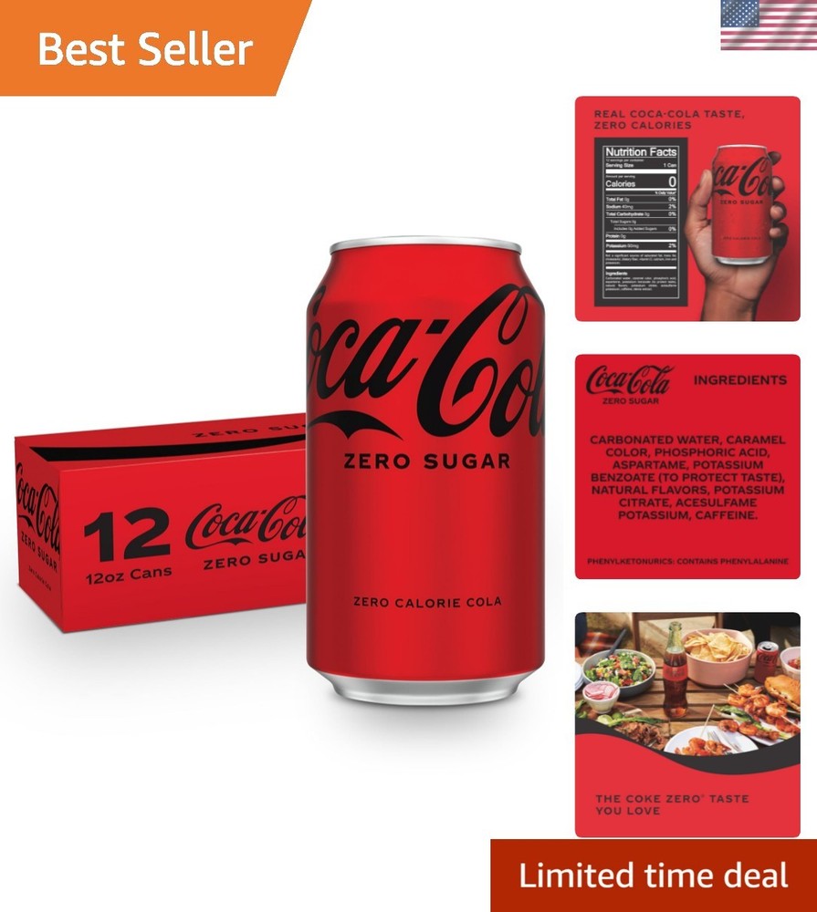Coca-Cola Zero Sugar, 12 Pack Cans - Refreshing Zero-Calorie Soda Delight