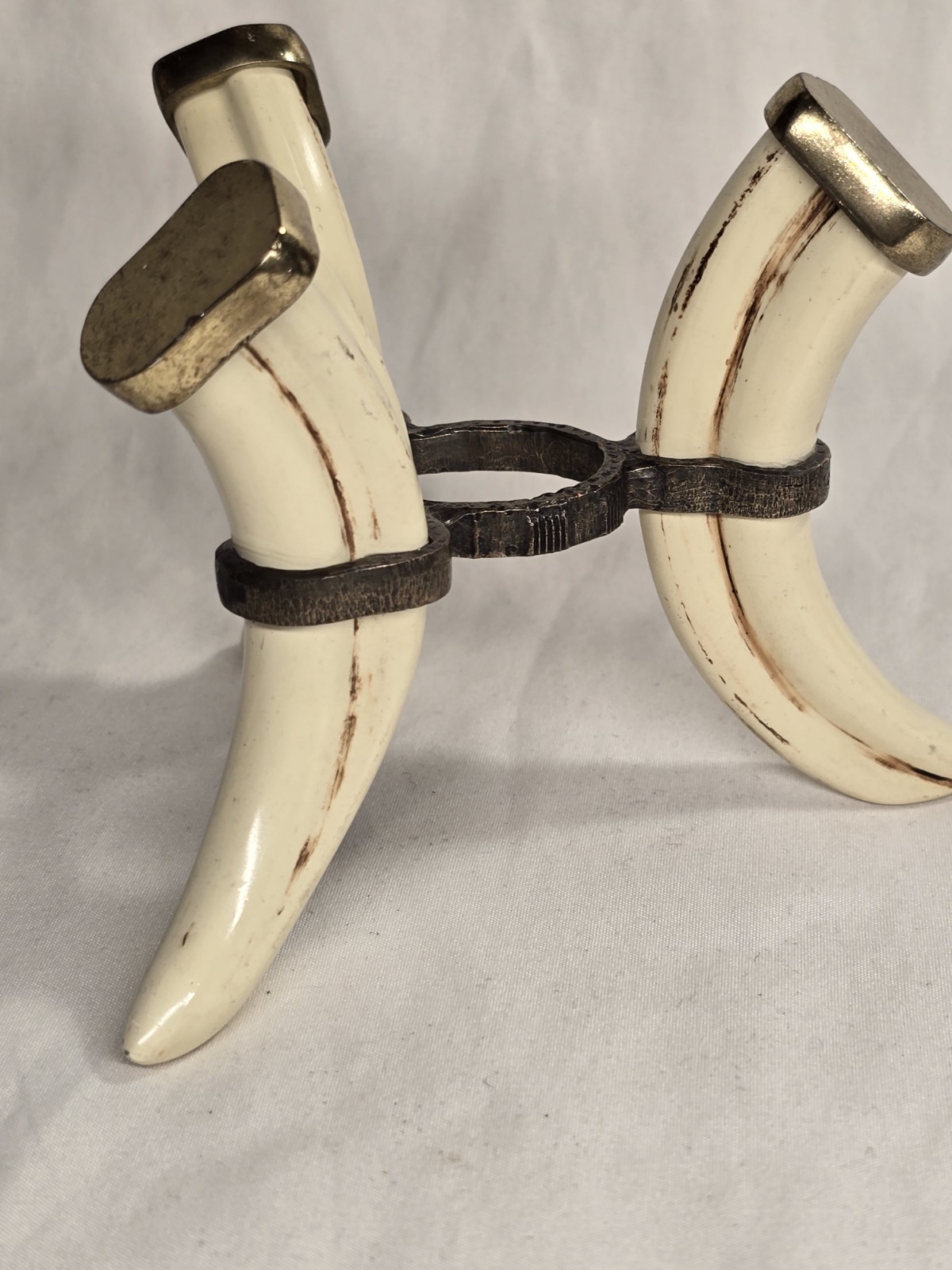 Vintage African Warthog Tri-Leg Display Stand - Brass Gold Metal - 4" x 3.75"