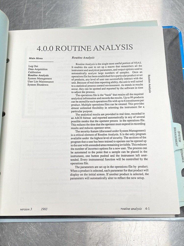 NIRS Systems NSAS Near Infrared Spectral Analysis Software- Manual / Users Guide