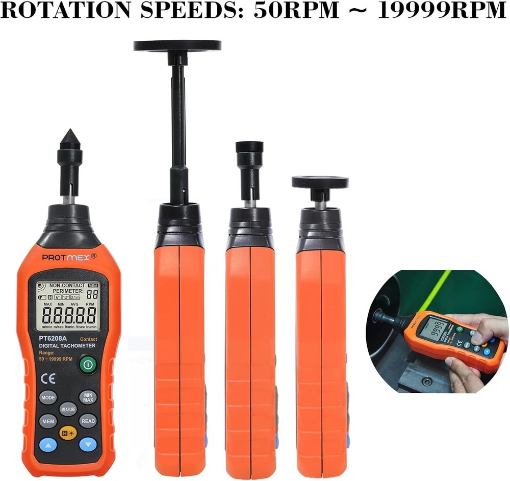 Versatile Experience with PT6208A Tachometer - LCD Backlight & 100 Groups Data