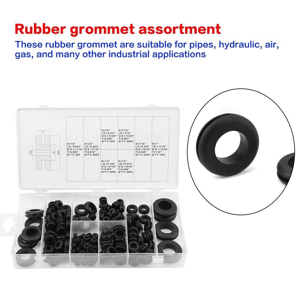 Rubber Grommets Kit, 180 Pcs Grommet Wire Ring, Electrical Gasket...