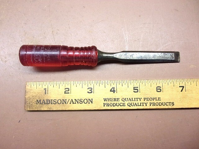 MILLERS FALLS 1430 1/2" Permaloid Red Handled Chisel 7" Long VG Cond & SHARP!!
