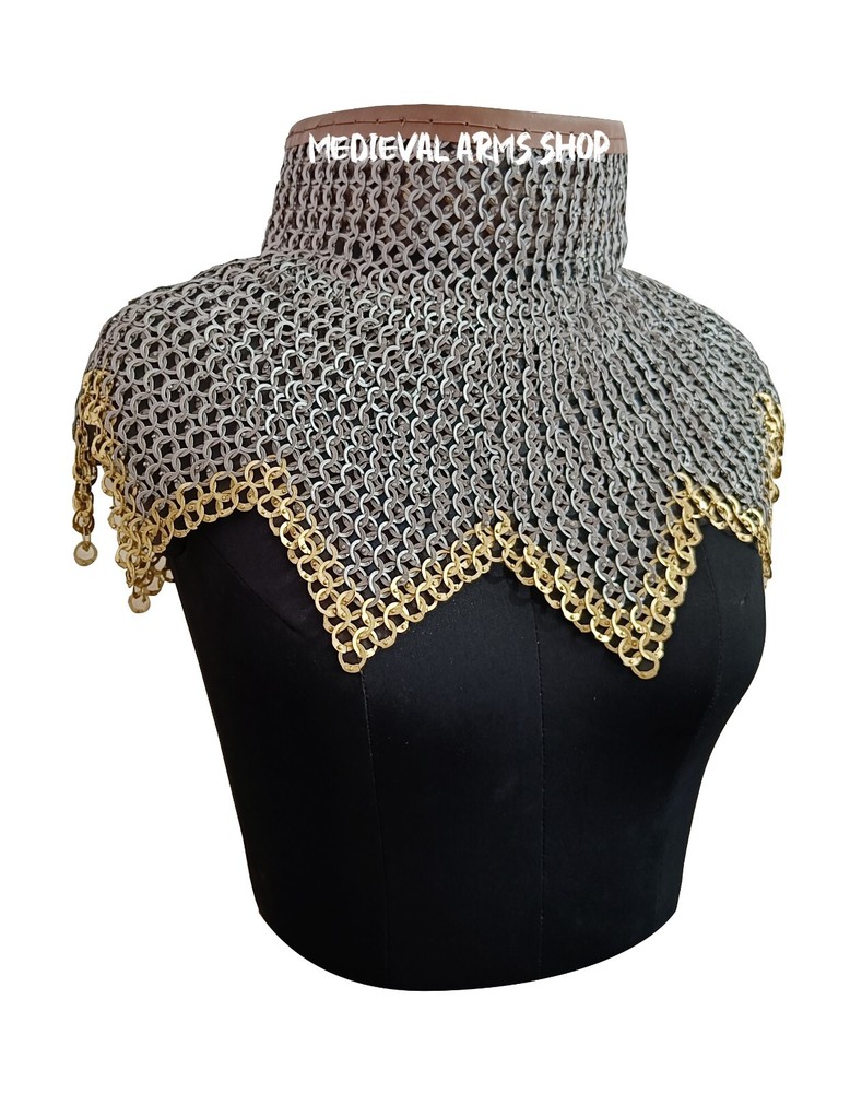 Chainmail Collar, zig zig Bottom Two brass row bottom - Bishops Mantle