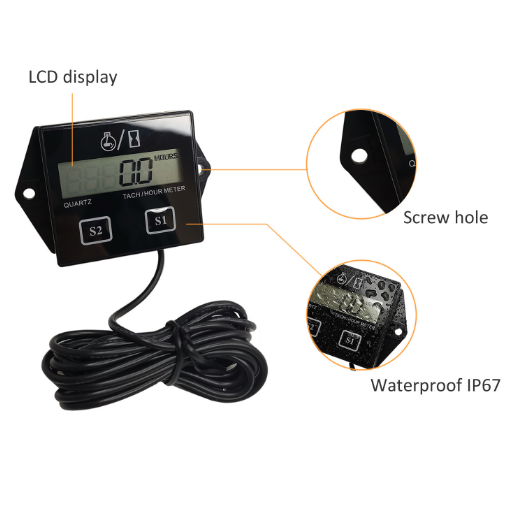 Motorcycle LCD Digital Display Speed Time Motorboat Engine Electronic Tachometer