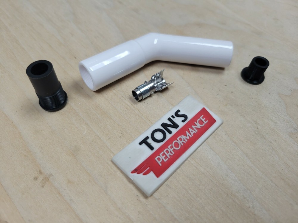 10mm White Ignition High Temp Ceramic Spark Plug Wire Boot Terminal Kit 45-Deg